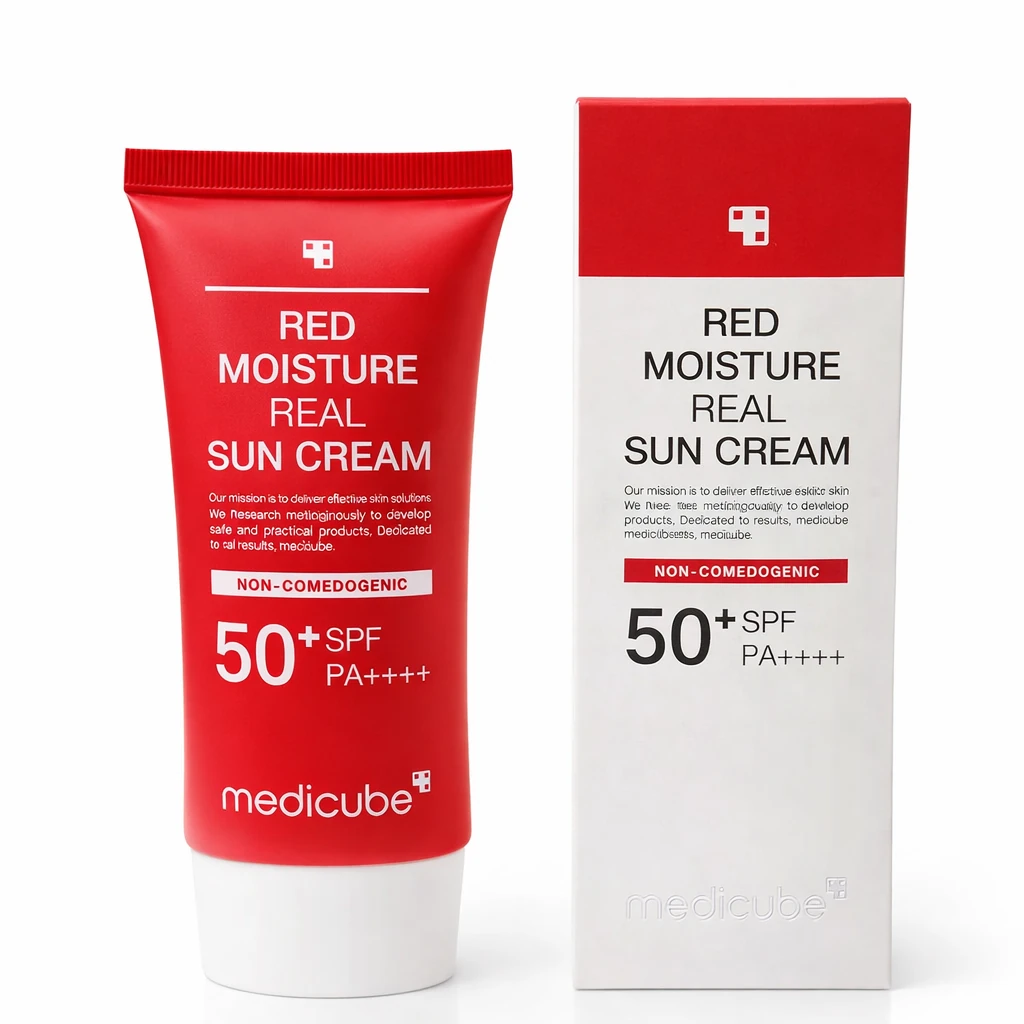 کرم ضد آفتاب مدل Red Moisture Real محصول مدیکیوپ (Medicube) – SPF 50+ PA++++