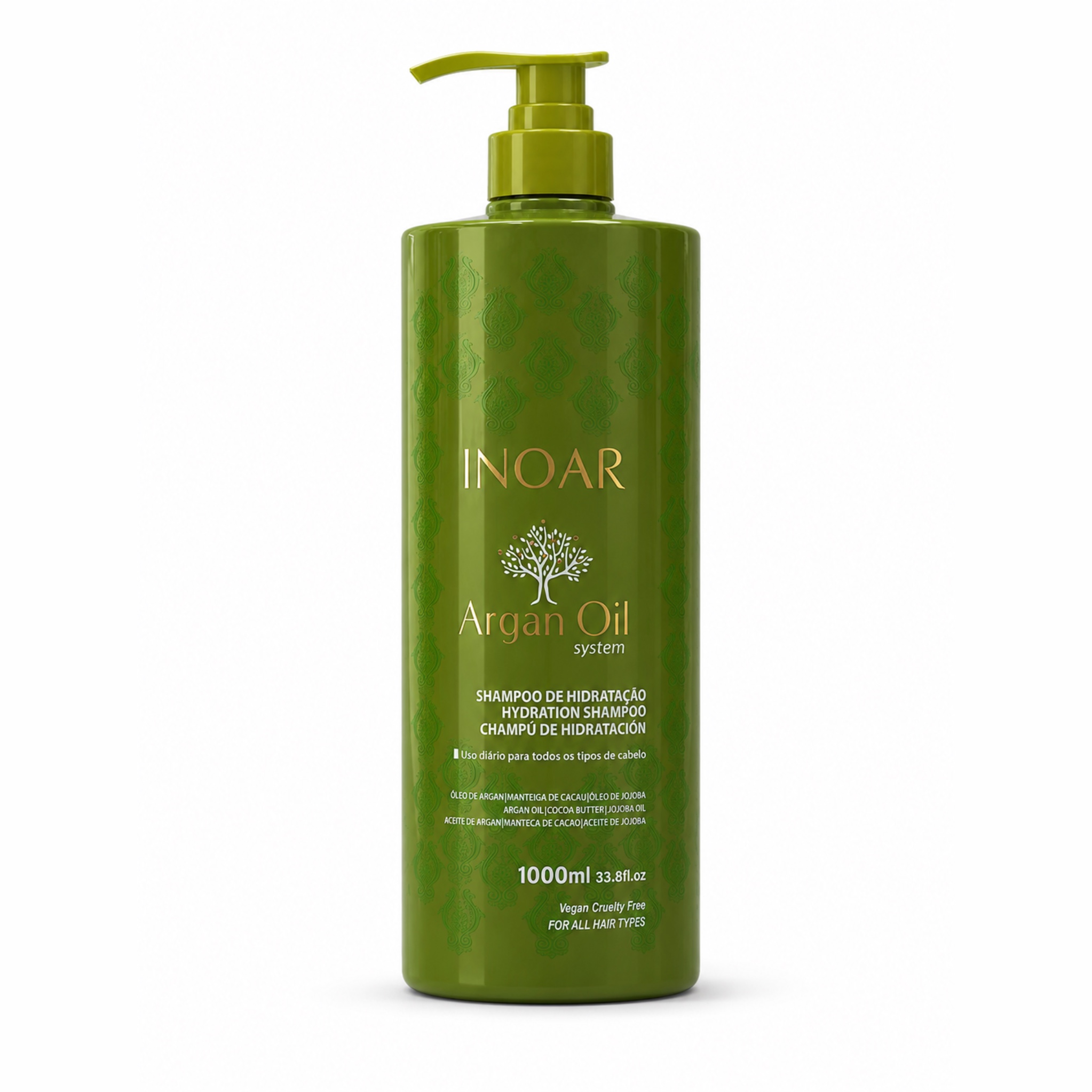 شامپو آبرسان عمیق Inoar Argan Oil System (حاوی روغن آرگان، کره کاکائو و روغن جوجوبا) – حجم ۱۰۰۰ میل