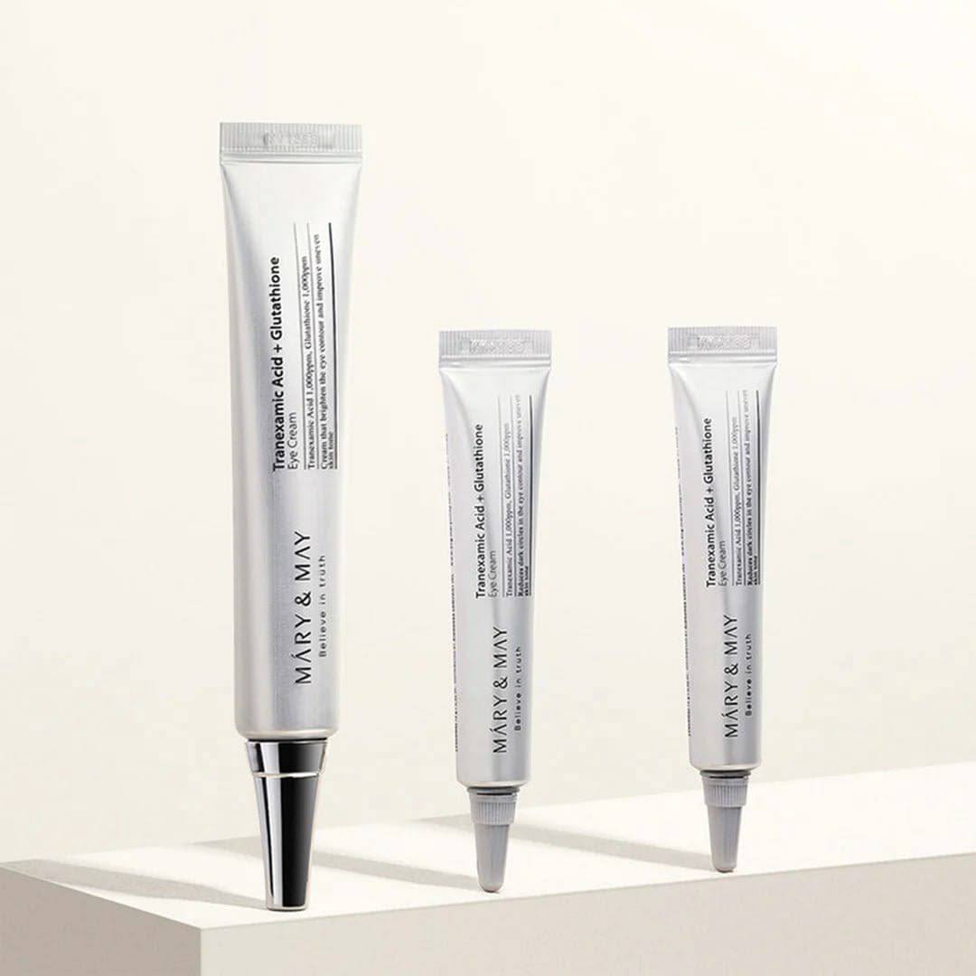 کرم دور چشم روشنکننده Mary&May Tranexamic Acid + Glutathione Eye Cream 30 گرم
